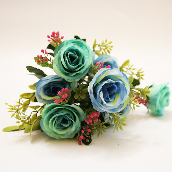 Kiváló minőségű 7 fejű olajfestmény rózsacsokor magas szimulációs virágok otthoni és esküvői célokra - 3