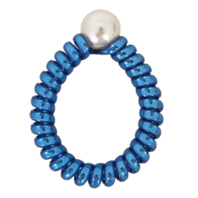 Hot Sale Blue Telephone Hair Rope With Pearl - 0