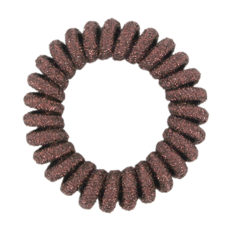 Hot Selling Kulay Brown At Round Telephone Hair Rope With Glitter