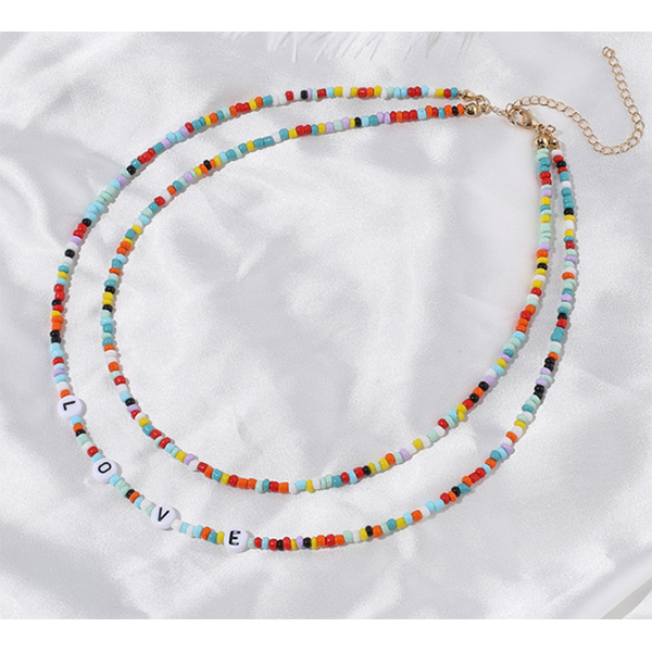 Hot Selling Colorful Beads Letter Printed Necklace