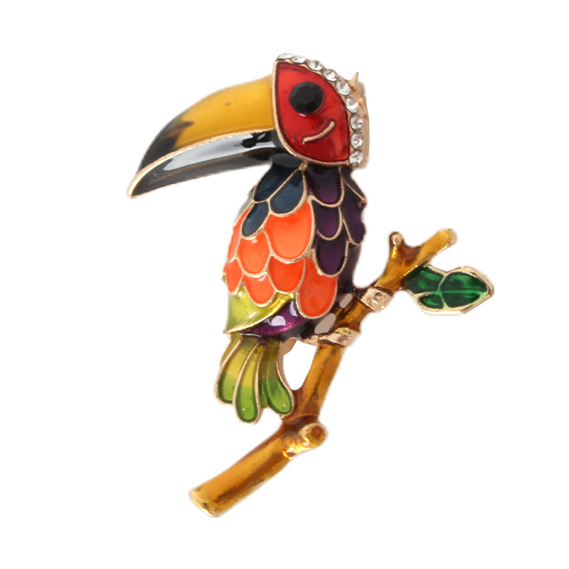 Hot Selling Colorful Bird With Big Mouth Brooch