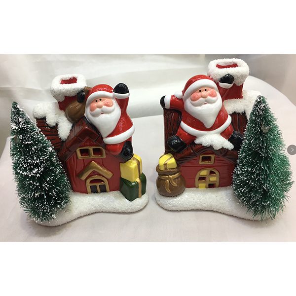 Hot Selling Decor Ceramic Led Lighted Porcelain Xmas Tree Santa Christmas Sculpture Ornaments - 1 