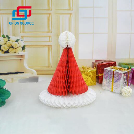 Hot Selling Up Table Decoration Mini Pull Flower Xmas Hat Paper Honeycomb