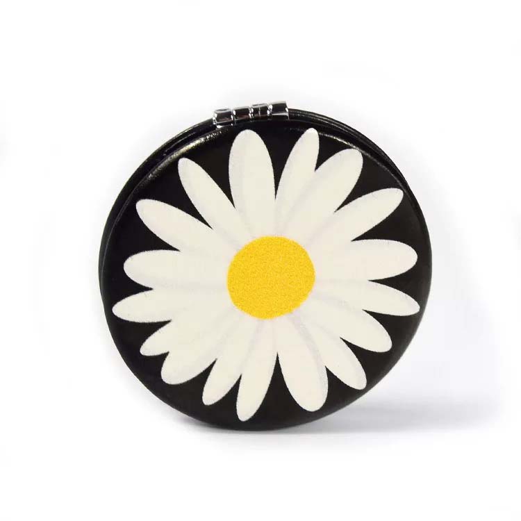 Large Daisy Makeup Mirror With Black Background