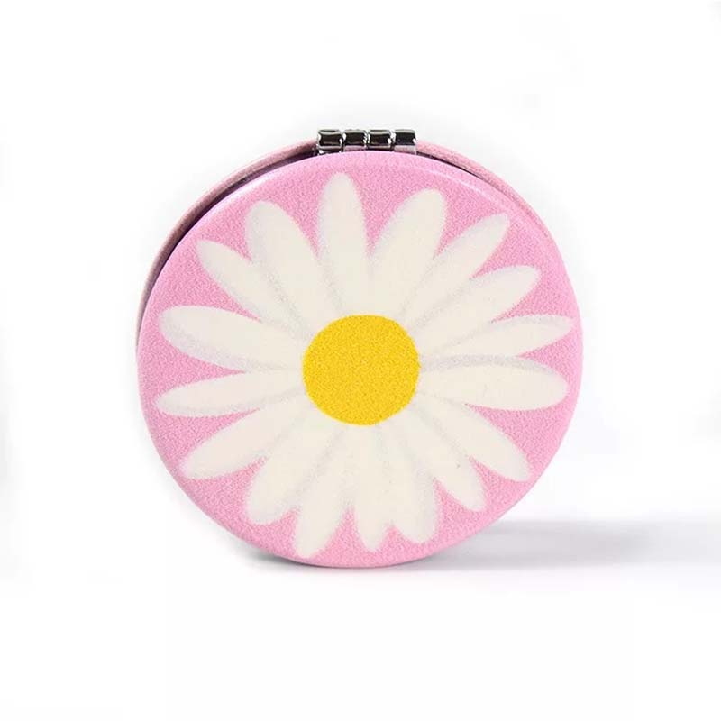 Large Daisy Makeup Mirror With Pink Background