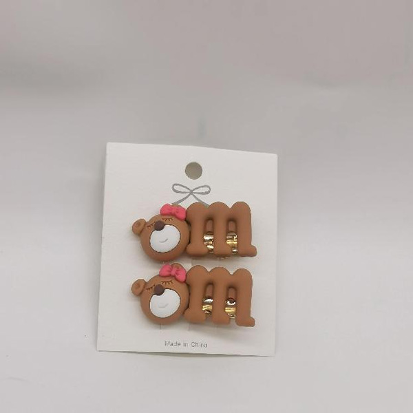 Little Female Bear Hairpin With Pink Bow - 0 