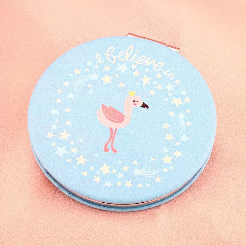 Makeup Mirror With Flamingo And Stars Pattern