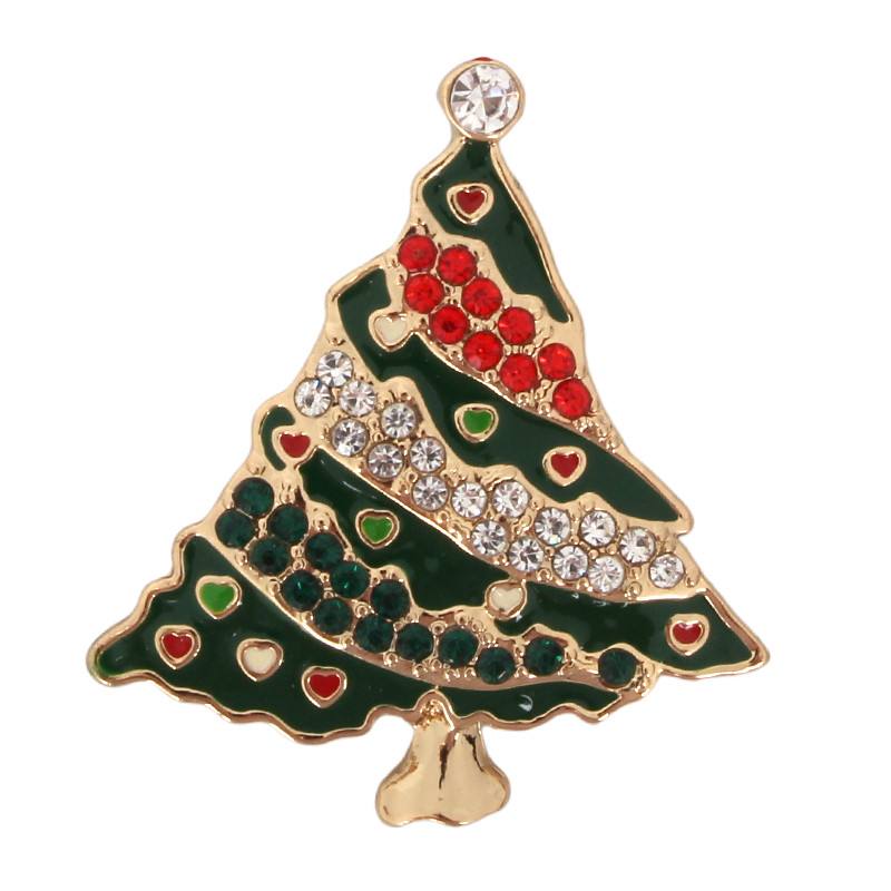 Mini Christmas Tree Brooch With Colored Diamonds