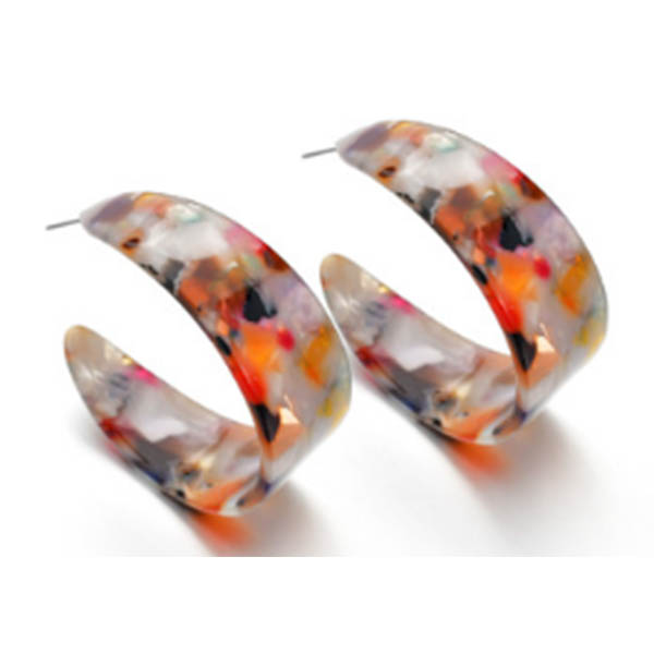 Multicolored Pattern Inlaid Earrings