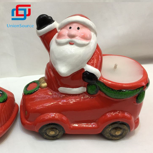 New Design Car Pattern With Snowman Santa Xmas Ceramics Candle Party Warm Decor - 1