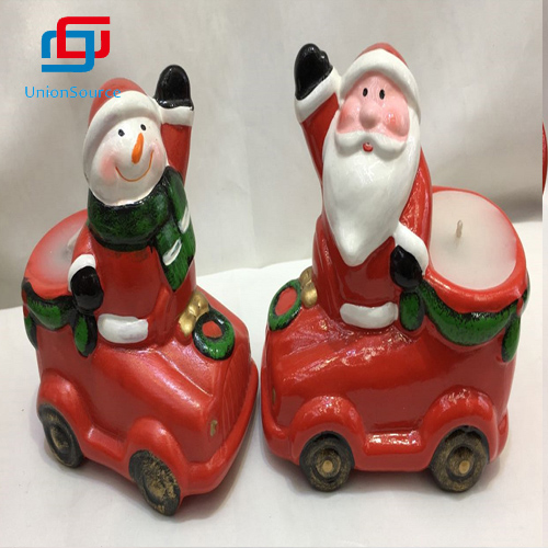 New Design Car Pattern With Snowman Santa Xmas Ceramics Candle Party Warm Decor - 2 