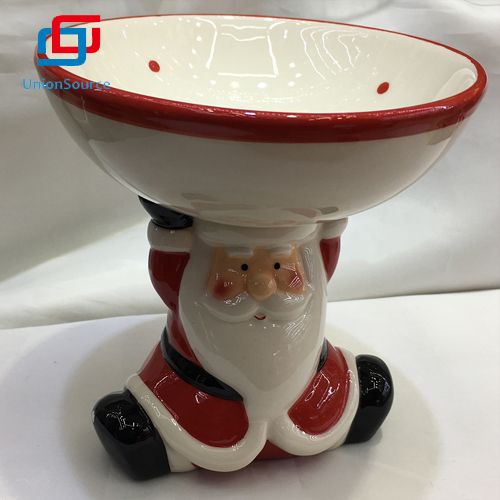 New Design Red Color Christmas Santa Ceramics Dessert Plate Made In China
