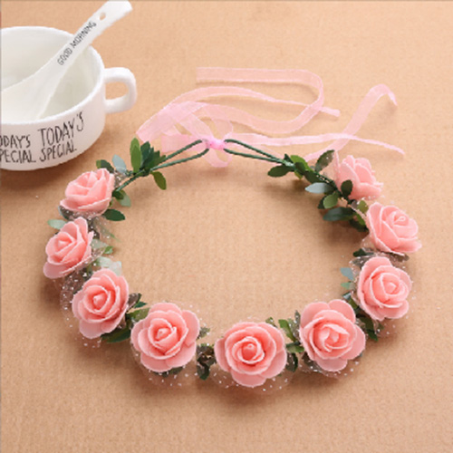 Ny design Sweet Flower Crown Blommig Wreath Hårband för kvinnor