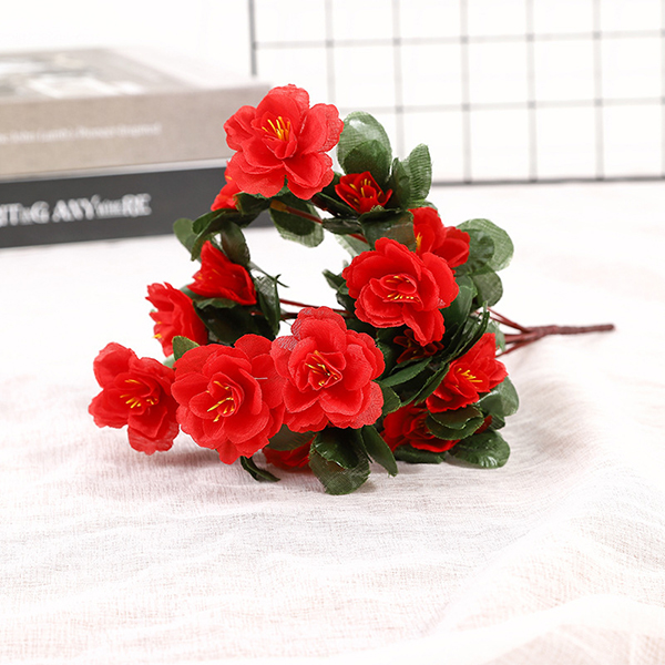 Új stílusú dekoratív kis rododendron mesterséges virágok otthoni és esküvői használatra - 2