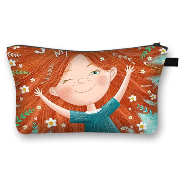 Kosmetiktasche für kleine Mädchen mit orangefarbenen Haaren