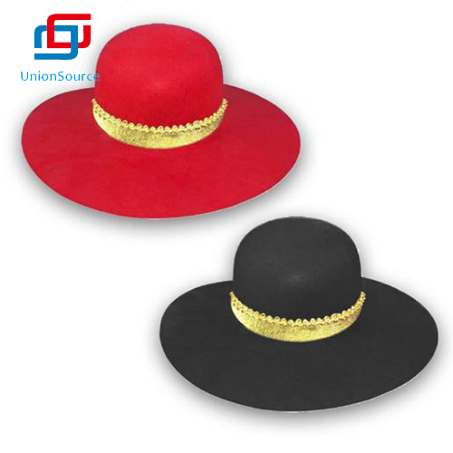 حزب أحمر أسود اللون واسعة حافة القبعات المفاجئة حافة القبعات الجاز أزياء المرأة قبعة بنما