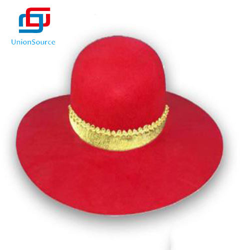 Párty červená černá barva Široký okraj Plstěný klobouk Jazzová móda Dámská klobouk Panama - 2 