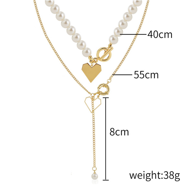 Pearl Necklace With Golden Love Pendant - 0 