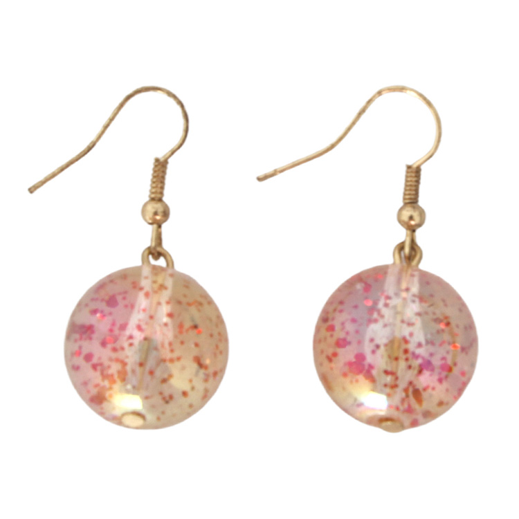 Pink Ball Earrings With Diamonds