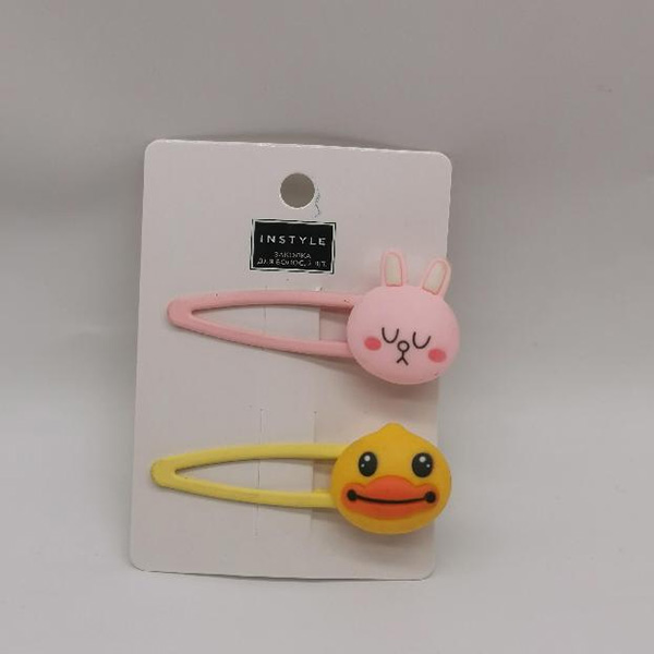 Pink Bunny And Yellow Duck Hairpin