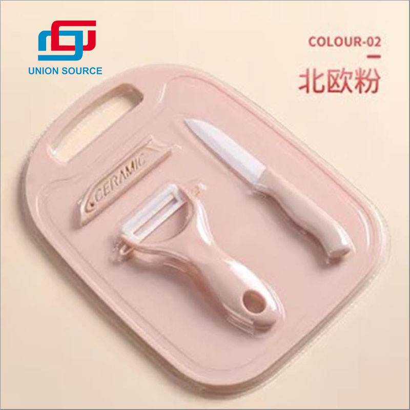 Pink Color Ceramic Peeling Knife Set, 3pc/Set
