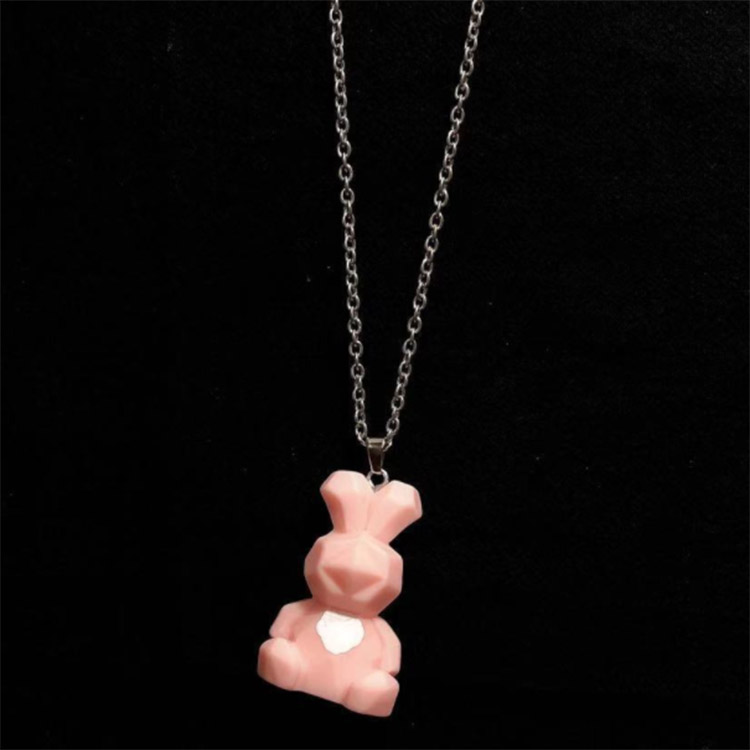 Rosa süße 3D-Kaninchen-Halskette