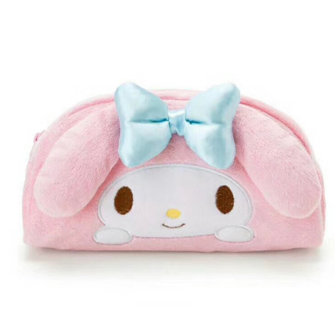 Козметична чанта с розов сладък заек и синя панделка