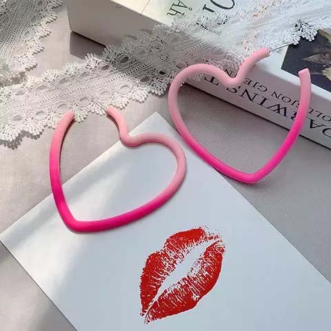 Pink Love-heart Shaped Earrings