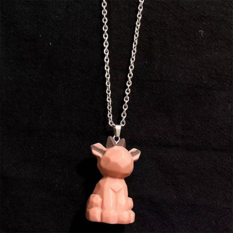 Pink Three-dimensional Bear Shape Necklace
