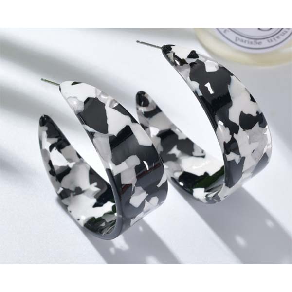 Popular Black And White Block Pattern Earrings