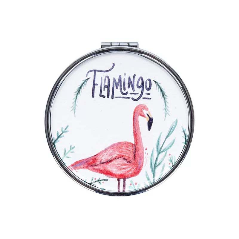 Miroir de maquillage rond Flamingo populaire