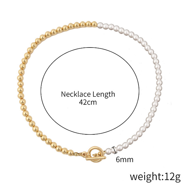 Popular Golden Pearl And White Pearl Necklace