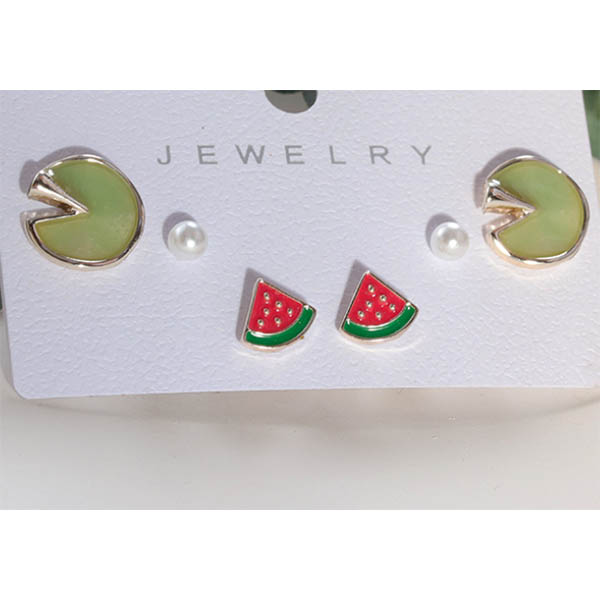 Popular Watermelon Pearl Alloy Earring Set