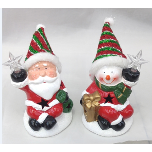 Premium Qualität Keramik Santa mit Led Light Weihnachtsdekoration Statue zum Verkauf - 1
