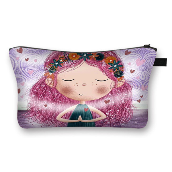 Pretty Pink Haired Girl Praying Cosmetic Bag