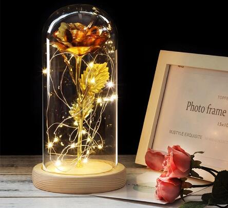 Lampu Meja LED Lantera Rose 3D Lampu Meja Rose Kanggo Dina Valentine - 3