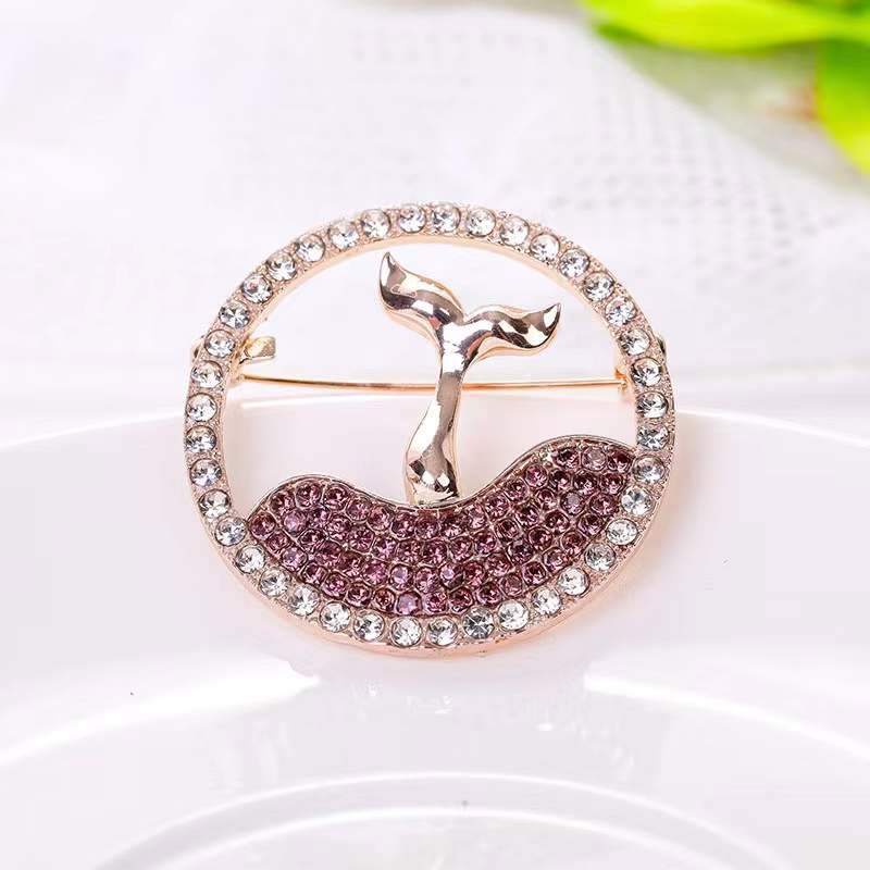 Round Pink Series Of Mermaid Shape Brooches