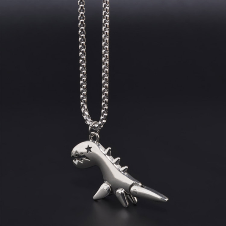 Silver Cute Dinosaur Necklace