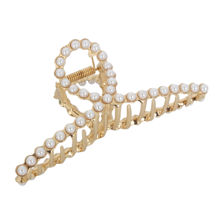 Simple Style Fashionable Metal Fashionable Hairpin Claw Clip With Diamonds And Pearls