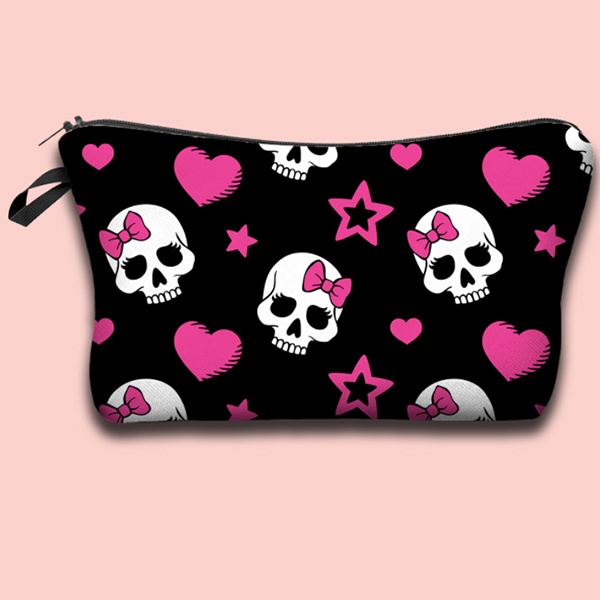 Skull Love Bow Cosmetic Bag