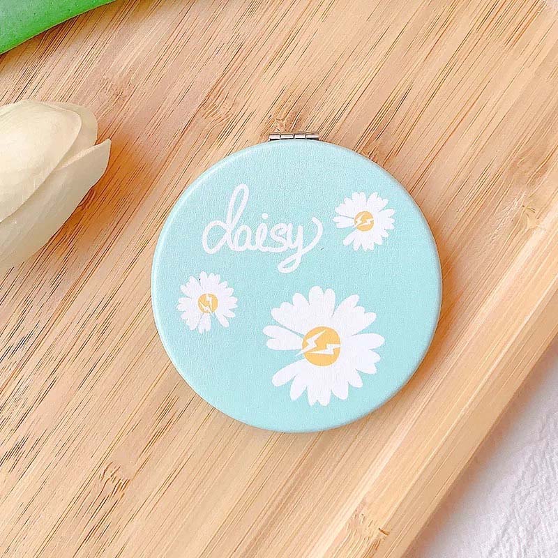 Small Daisy Makeup Mirror With Blue Background - 0 