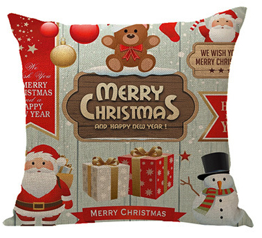 مورد عيد الميلاد سانتا نمط الكتان وسادة لينة غطاء وسادة للترقية - 1