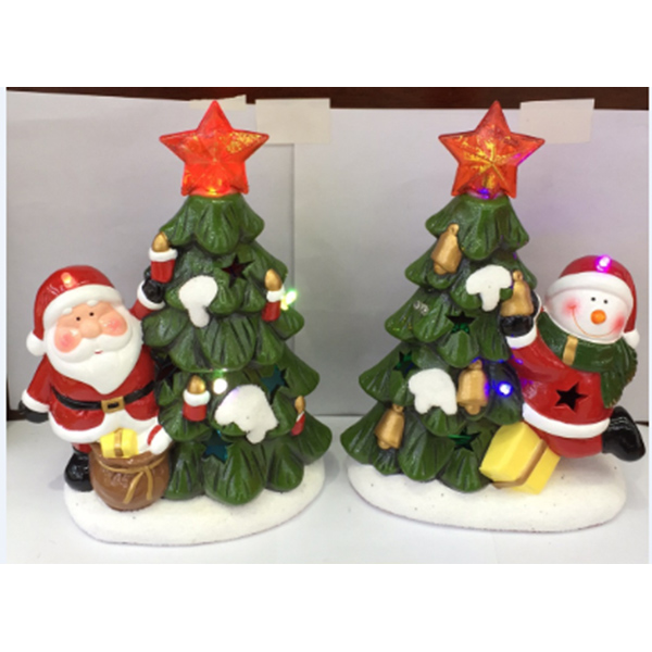 Furnizor Ornament de ceramică de Crăciun Decor interior Figurine mici cu lumină led