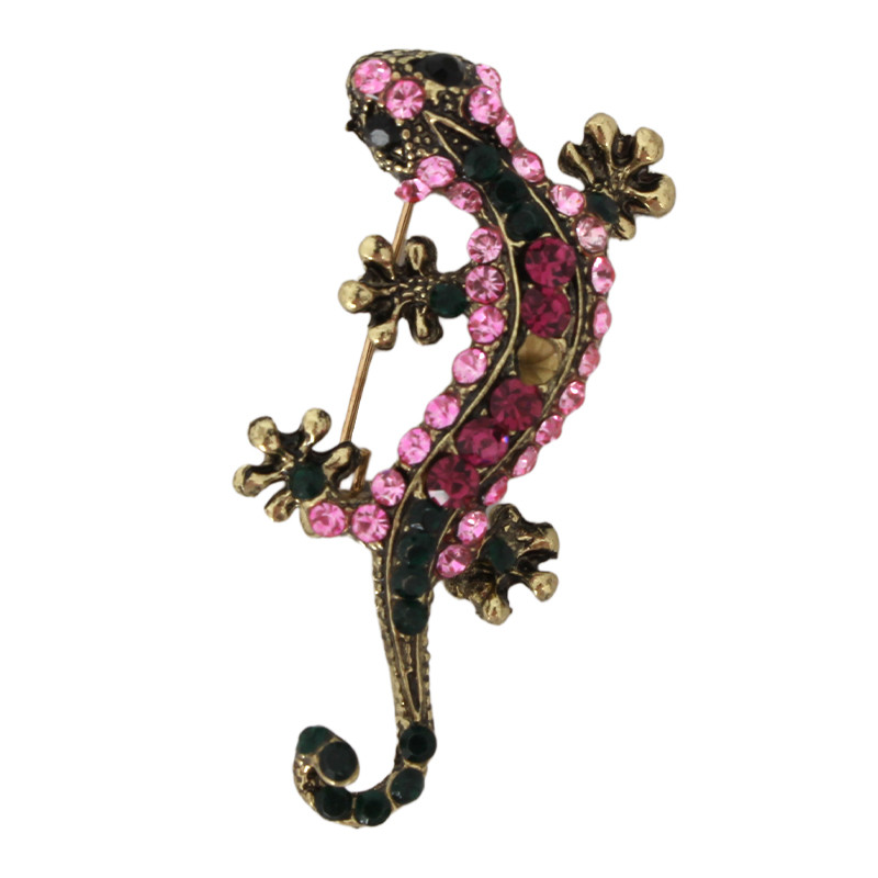 Surprising Lizard-shaped Brooch With Pink Diamonds