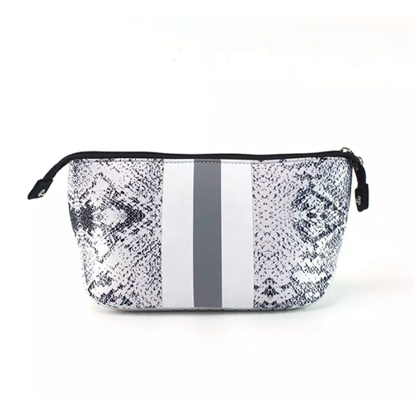 Textured Cosmetic Bag In Black And White