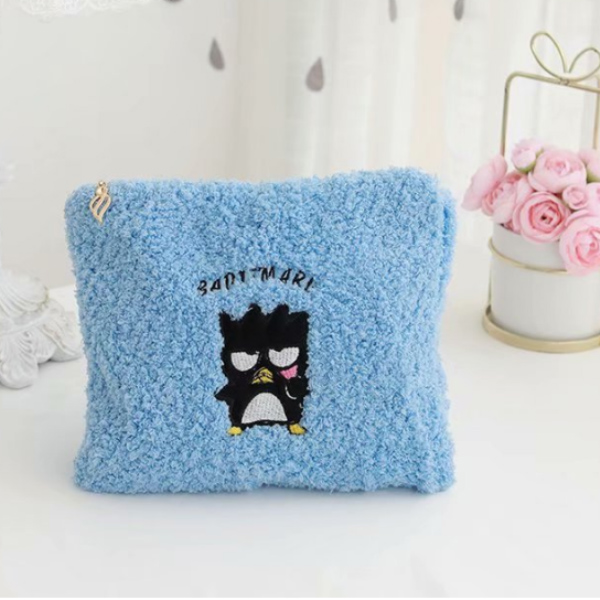 The Blue Cosmetic Bag Is Printed With A Cute Black Bird Cosmetic Bag