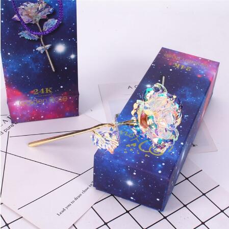 Valentinstag Geschenk Regenbogen Galaxy 24K Gold Rose - 1 