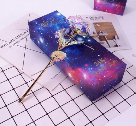 Ғашықтар күніне арналған сыйлық Радуга Galaxy 24K алтын раушан - 4