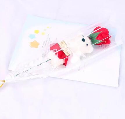 Flor de jabón de oso de simulación única de San Valentín Rosa artificial - 1