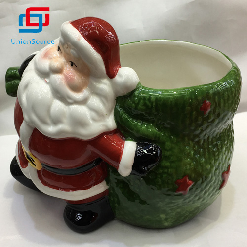 Wholesale Christmas 3D Santa Appearance Ceramics Flower Pot Home Decoration Plant Vase For - 0 